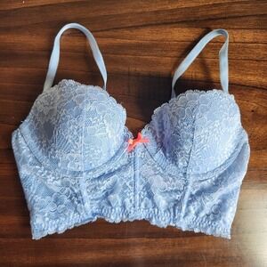 Victoria's Secret Blue Lace Dream Angels Demi Corset Bralette Women's 34C NWT